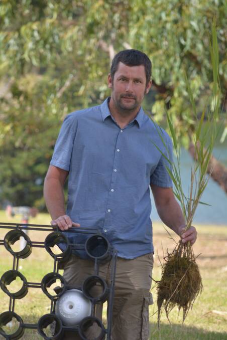 Deakin University aquatic chemistry lecturer Tim Tutt is conducting a trial of floating reed beds.