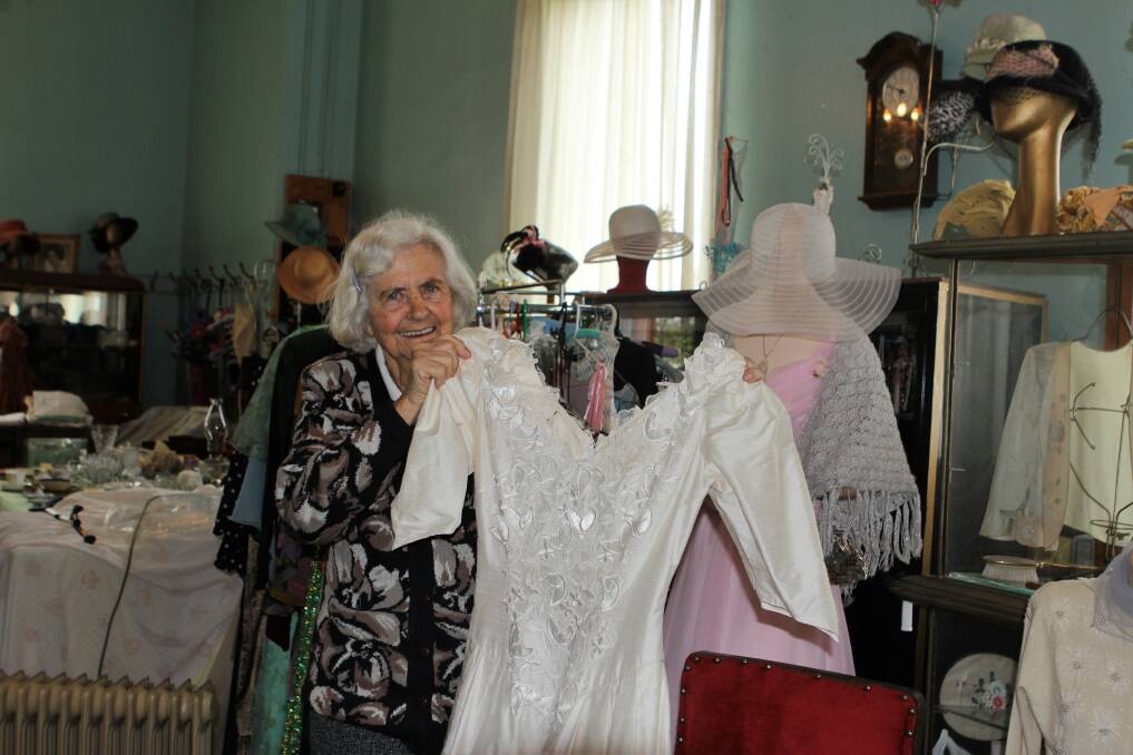 Parade: Lismore's Dorothy Nicol with one of the many wedding dresses in her collection.