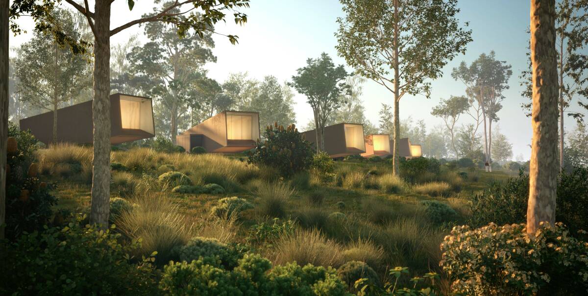 PLANS: An artist's impression of the 12 Apostles Hot Springs and Resort which would include up to 150 accommodation pods spread over the site, with 30 built in the first stage.