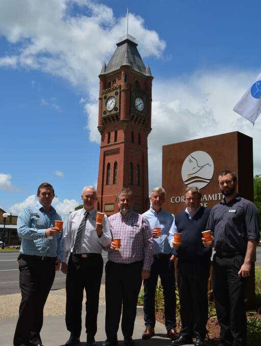 Let's talk: Corangamite Shire's Rory Neeson, Greg Hayes, Matthew Dawson, Michael Emerson, Patrick Cannon and James Watson show their support.