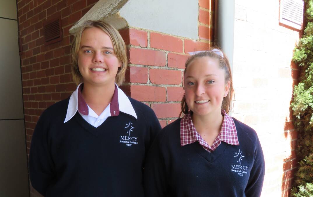 Anzac spirit: Mercy Regional College year 11 students Josh Newcombe and Lauren Huth are heading on study tours as part of the state government's Spirit of Anzac Prize.