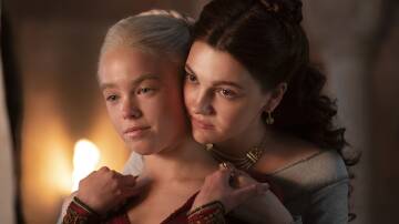 Milly Alcock as Young Rhaenyra (left) with Emily Carey as Young Alicent. Picture HBO/Binge 