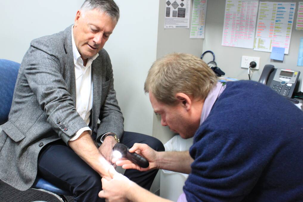 PEACE OF MIND: GP Christian Hughes from the Jamieson Medical Clinic in Warrnambool conducts an all over skin check. 