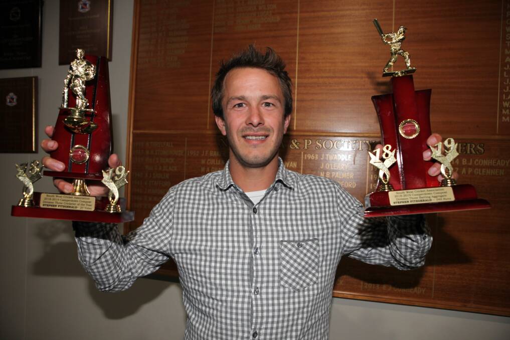 Double happiness: Bookaar's Stephen Fitzgerald won the SWCA's division three cricketer of the year award.