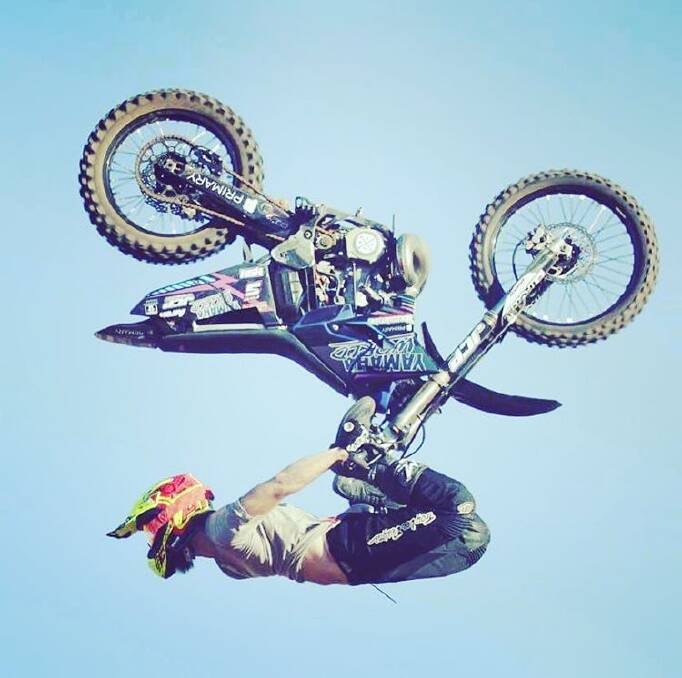Show time: A group of freestyle motocross riders, organised by Warrnambool's Jordan Gillies, will perform twice at the Kuleah Moto. 