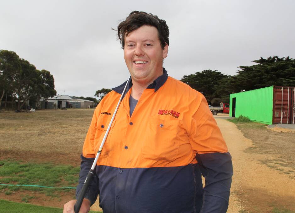 Practice makes perfect: Andrew Meade, 26, has been getting some hours in at the Warrnambool driving range in the lead up to Rotary's hole-in-one competition on Saturday.