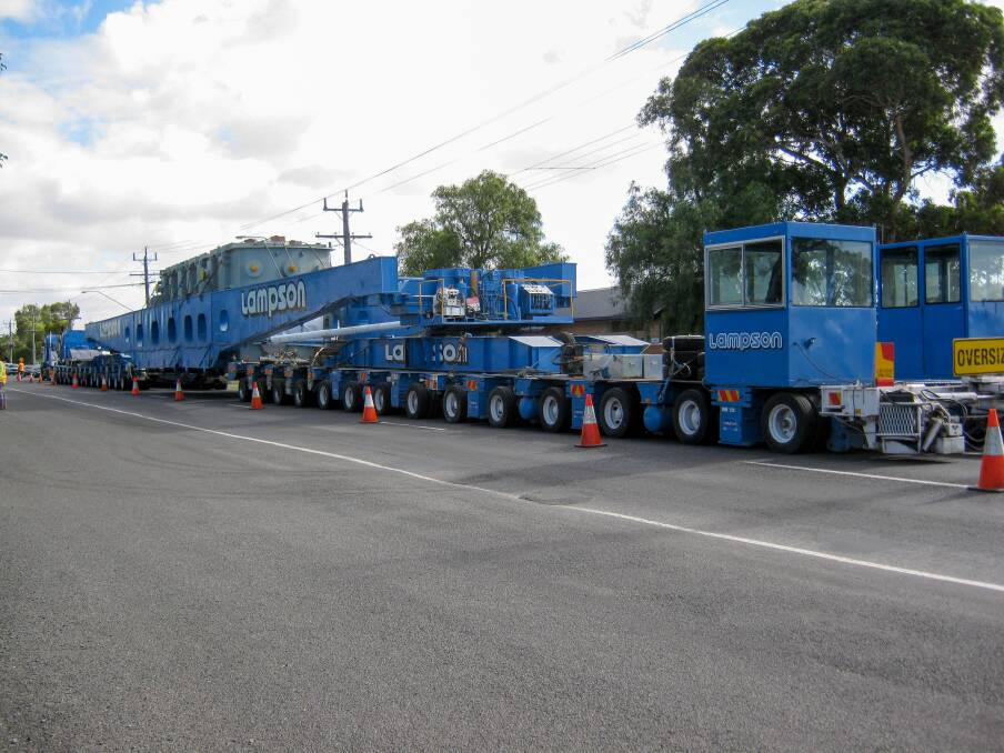 Lismore bound: Delays in the superload's journey caused a temporary closure of the Ballarat-Colac Road. Picture: Ian Quigley