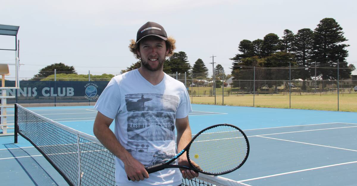 All welcome: Port Fairy Tennis Club player Andrew Lowe is encouraging people to play tennis. Picture: Brian Allen
