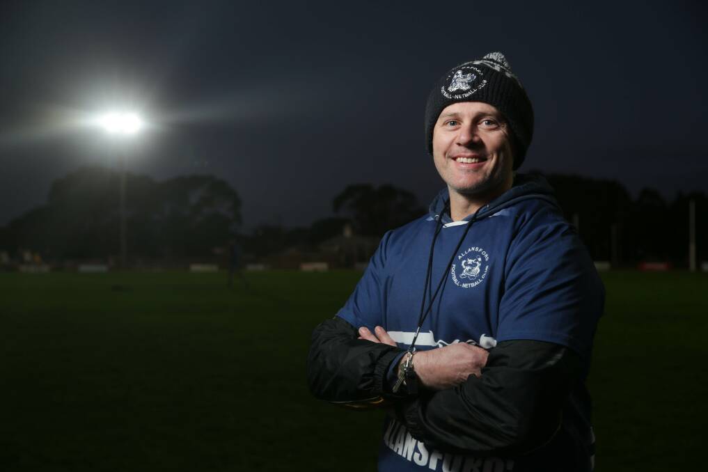 GOOD TO BE BACK: Allansford under 18s coach Tim Nowell at training on Thursday night. He has worked hard to keep his group connected over a tough couple of seasons. Picture: Chris Doheny 