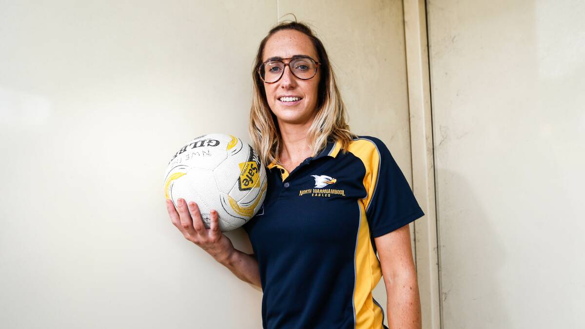 Here to help: North Warrnambool Eagles open netball coach Jaime Barr has been using technology to connect with the Eagles' community. Picture: Anthony Brady