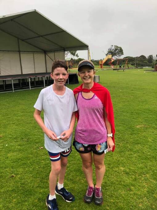 GREAT DAY: Alison Hovey with her son James, 14, after she completed her 50th parkrun in February, 2020. They're regulars at Warrnambool parkrun.