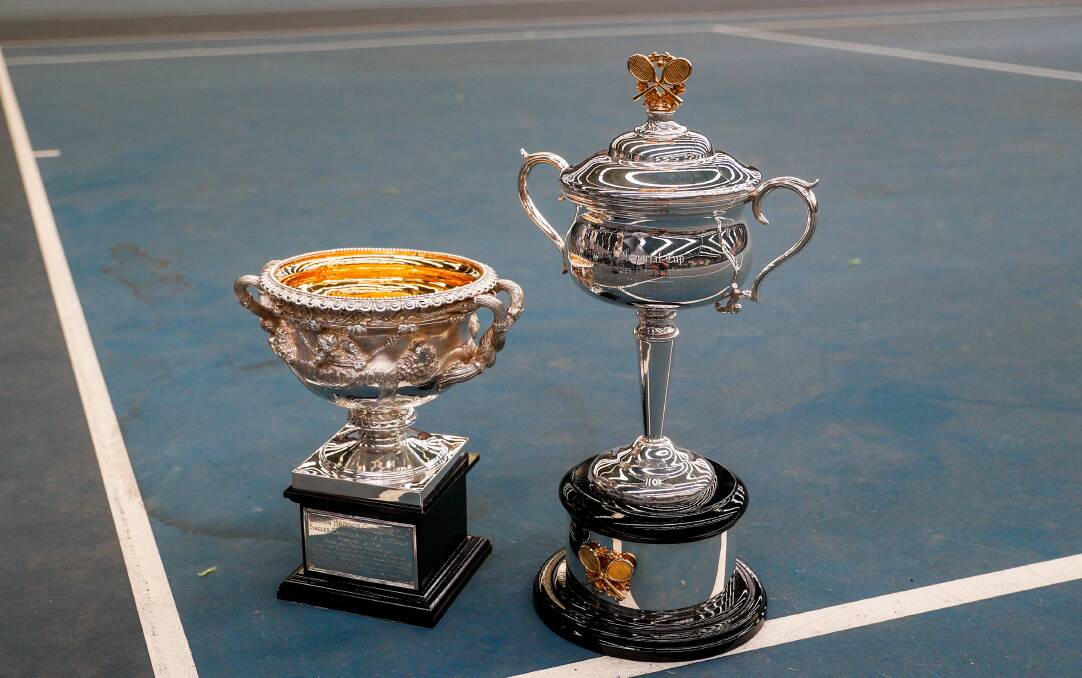 GRAND PRIZES: The Australian Open trophies pictured when they were in Warrnambool last summer. Picture: Morgan Hancock