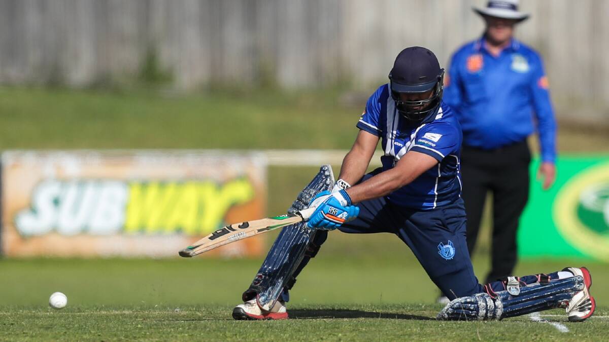Postponed: Russells Creek's Rukshan Weerasinghe plays a shot in a division one twenty20 last week. This week's short-form matches were rescheduled due to rain. Picture: Morgan Hancock