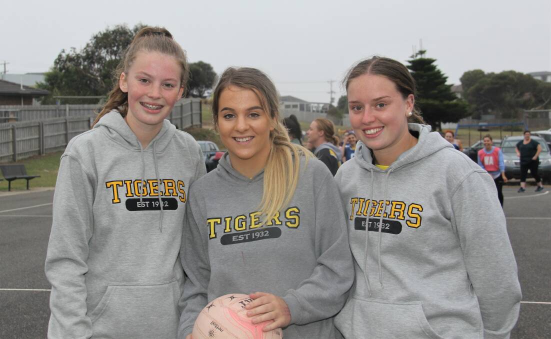 Tigers: Merrivale A grade youngsters (l-r) Tatum Cassidy, April Worden and Eliza Ljubic are excited to get stuck into another season. Picture: Brian Allen