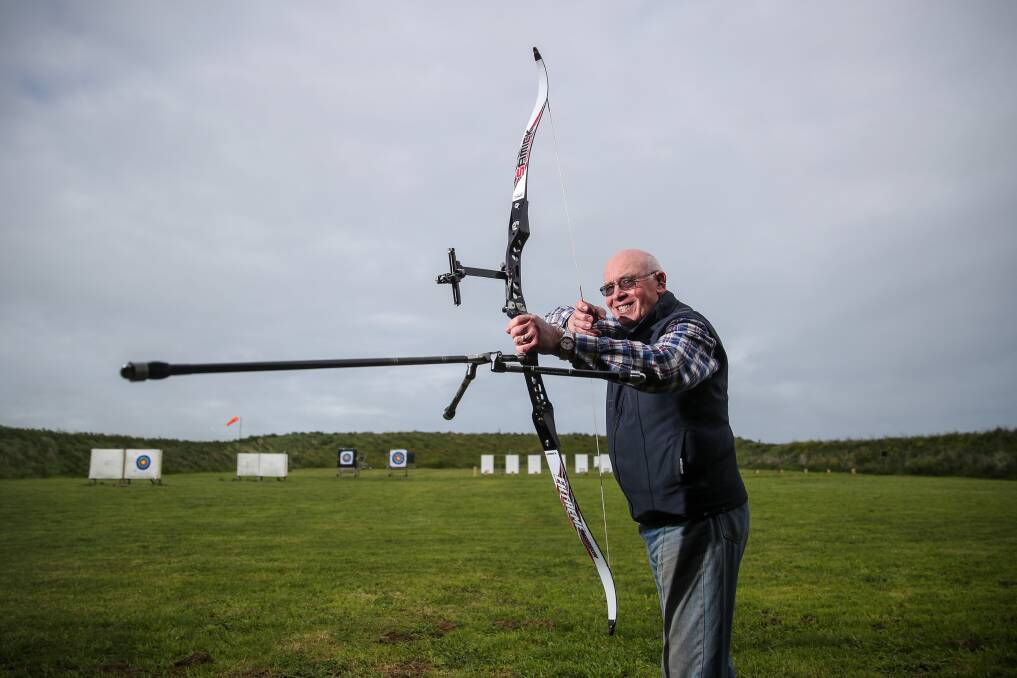 BACK AT RANGE: Archers of Warrnambool president Mike Clark at the Lake Gillear outdoor range. Picture: Morgan Hancock 
