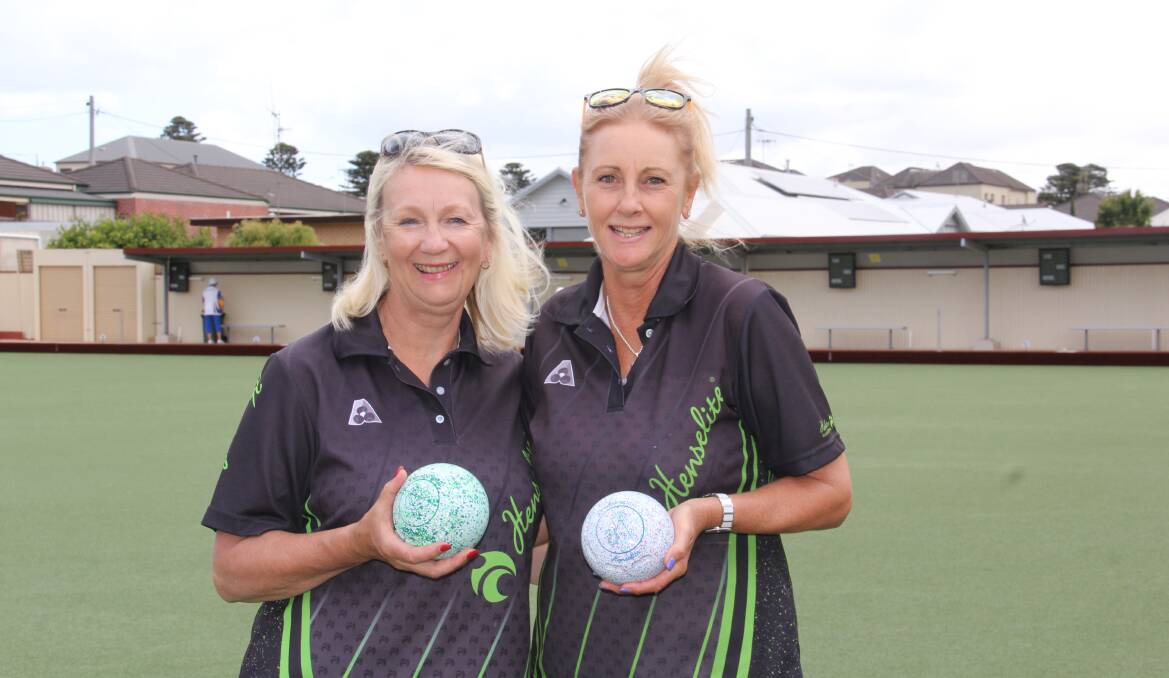 Reunion: Friends Veronica Kelly and Melissa Roberts came together to win the ladies pairs event at Warrnambool Bowls Club. Picture: Brian Allen