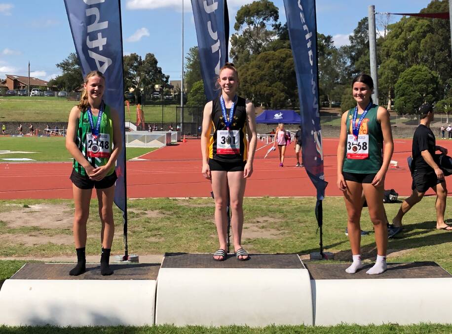 On the podium: Warrnambool's Grace Kelly was first across the line in the 200m at the Victorian Track and Field Championships on Sunday.