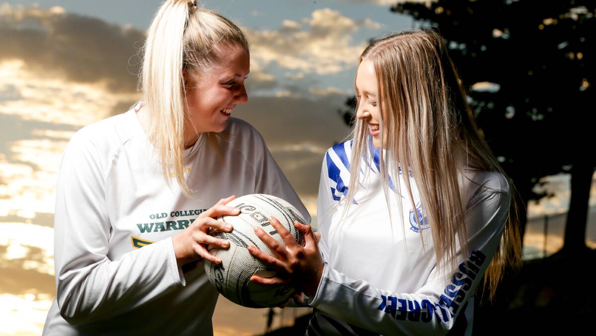 Fighting for it: Old Collegians' Chelsea Quinn and Russells Creek's Ashlea Ferguson are playing against each other this weekend in WDFNL A grade. Picture: Chris Doheny 