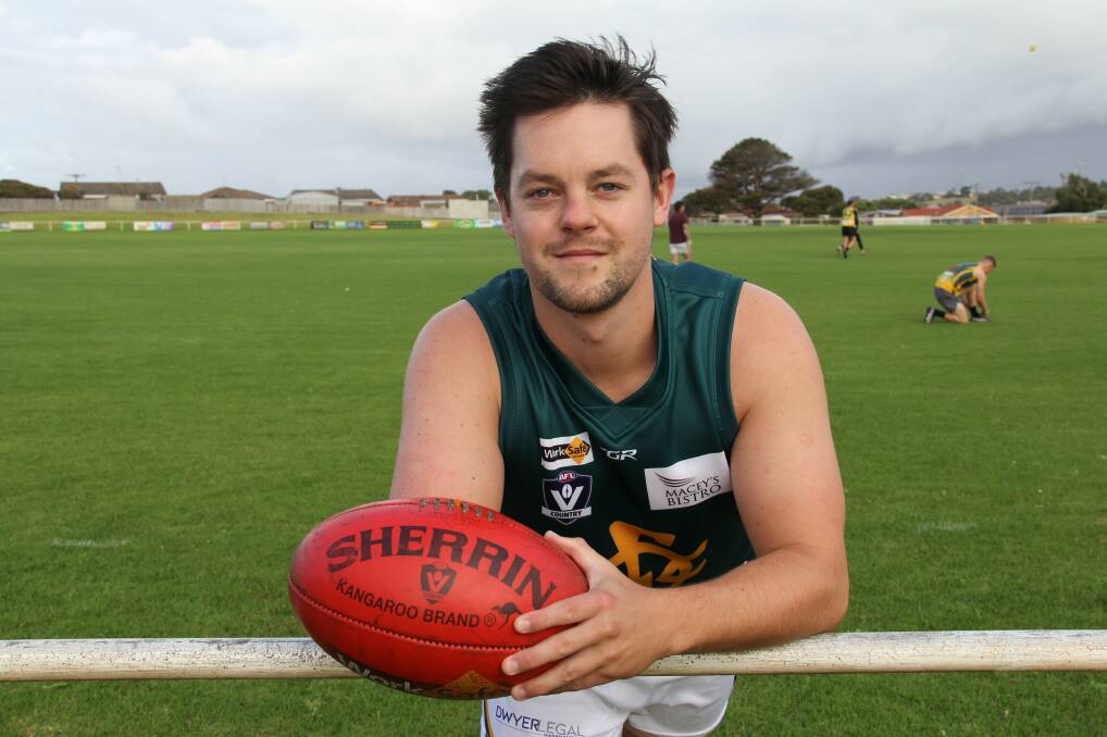 Bring it on: Old Collegians recruit Michael Pritchard, 25, is raring to go for his team's Good Friday match with Merrivale. Picture: Brian Allen