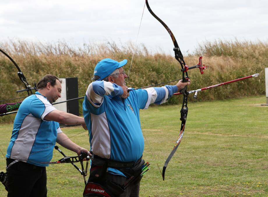 ON TARGET: Member Gerry Mahony shoots during Archers of Warrnambool's inaugural club championship. Picture: Brian Allen