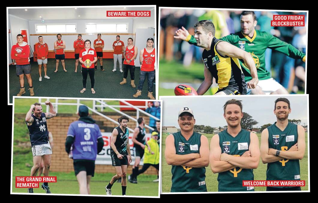 Getting close now: With a host of boom recruits this Warrnambool District league season is shaping up as one to remember. Pictures: Anthony Brady