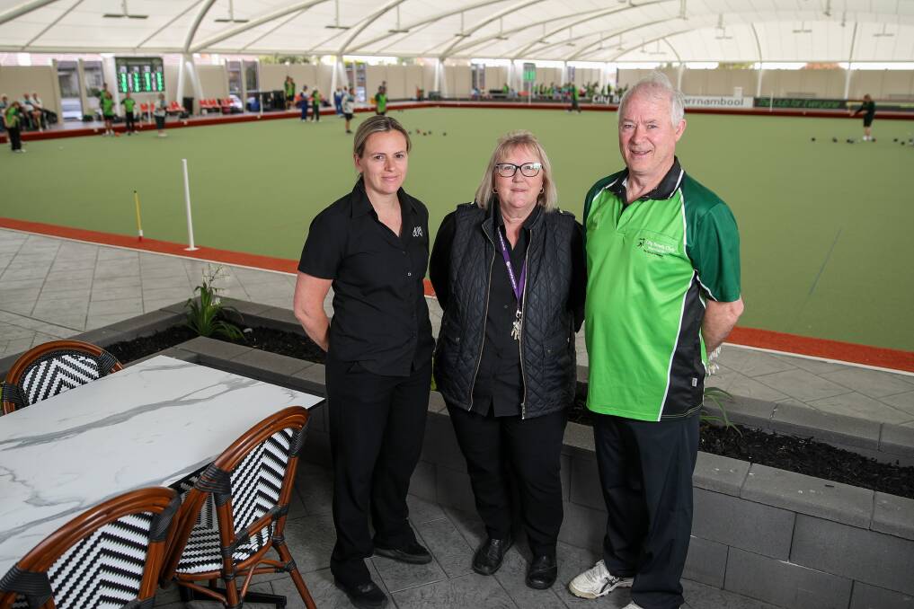 REASON TO CELEBRATE: City Memorial bar/gaming manager Kim Henry, general manager Julie Dosser and chairman of directors Ray Cooknell. Picture: Morgan Hancock 