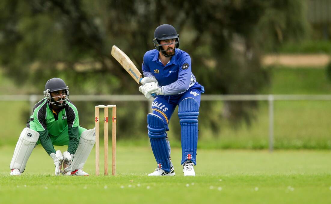 WELL BATTED: Brierly-Christ Church's Zac Brooks faces a ball during his side's victory against Spring Creek on Saturday. He made 12 not out. Picture: Chris Doheny