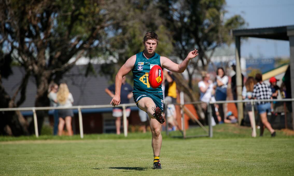 Leader: Old Collegians playing-coach Nick Sheehan kicked two goals on the weekend. Picture: Anthony Brady