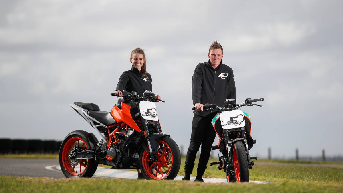 INNOVATIVE IDEA: Ted Collins and Tayla Relph are starting South West Track Days for motorbike riders at Warrnambool Kart Club. Picture: Morgan Hancock 