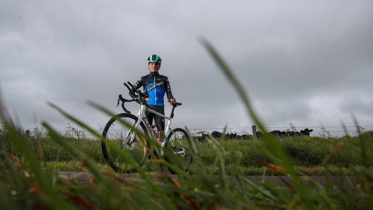 PUTTING IN THE WORK: Young cyclist Cadel Howie ahead of the Victorian junior state championships this weekend in Glenrowan. Picture: Morgan Hancock 