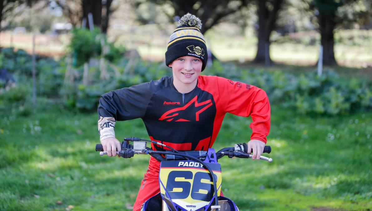 Raring to go: Paddy Lewis, 11, is competing in the Junior Victorian Motocross Championships this weekend. Picture: Anthony Brady
