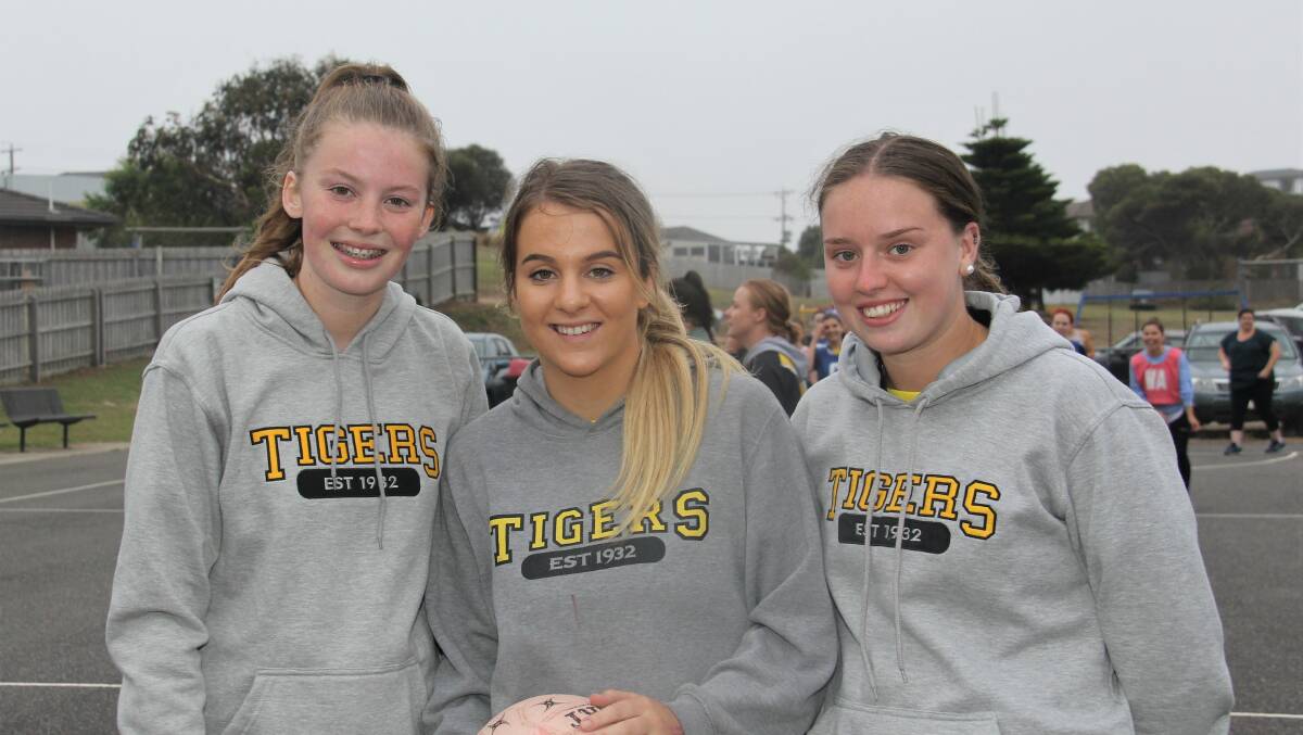 Tigers: Merrivale A grade youngsters (l-r) Tatum Cassidy (16), April Worden (18) and Eliza Ljubic (18) are excited to get stuck into another season. Picture: Brian Allen 