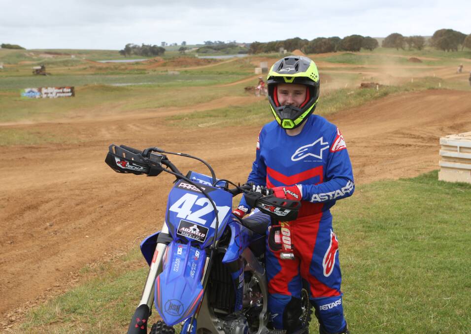 GETTING BACK INTO IT: Dylan Parsons, 18, came third in B grade Senior MX2 as part of the Western Region championships. Picture: Brian Allen