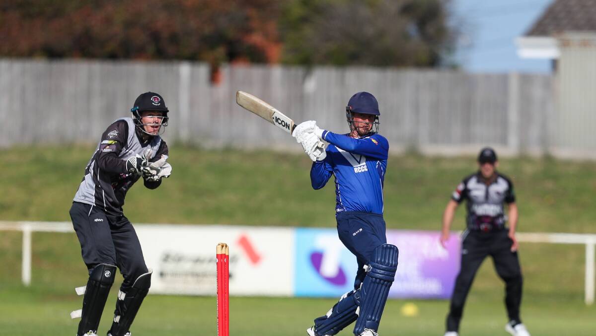 Solid knock: Russells Creek's Cam Williams on his way to scoring 44. Picture: Morgan Hancock