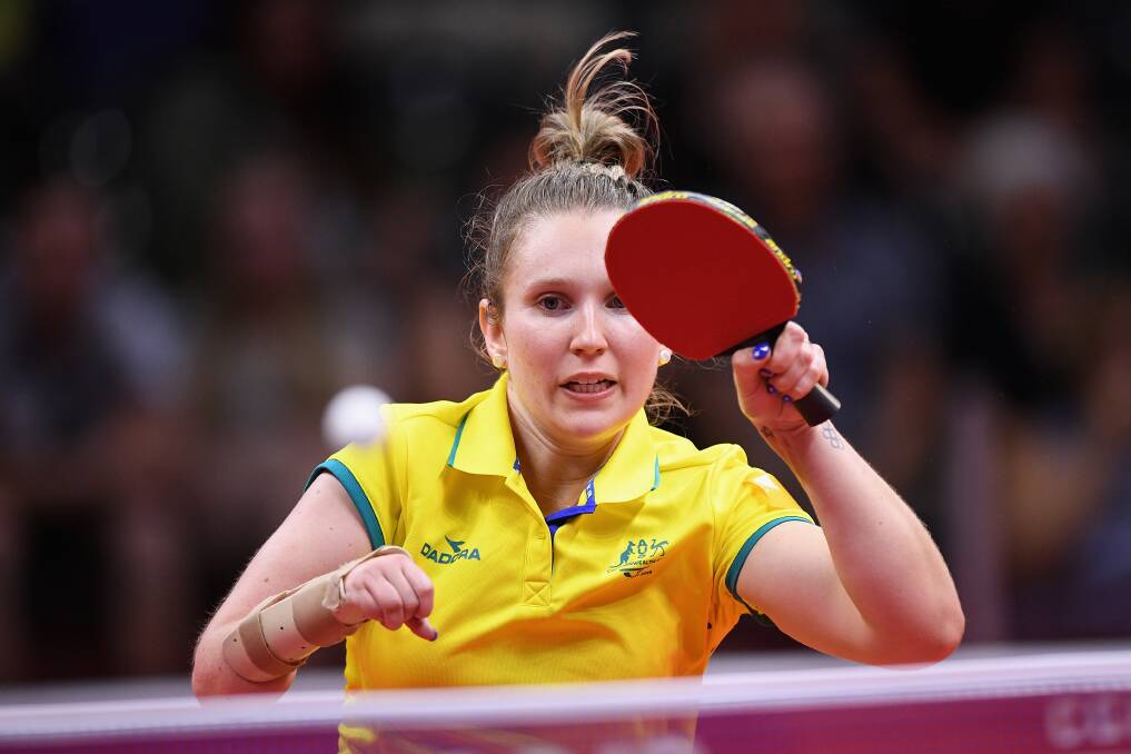 The big stage: Hamilton export Melissa Tapper played in the table tennis mixed doubles at the Tokyo Olympics on Saturday. Photo: Getty Images 