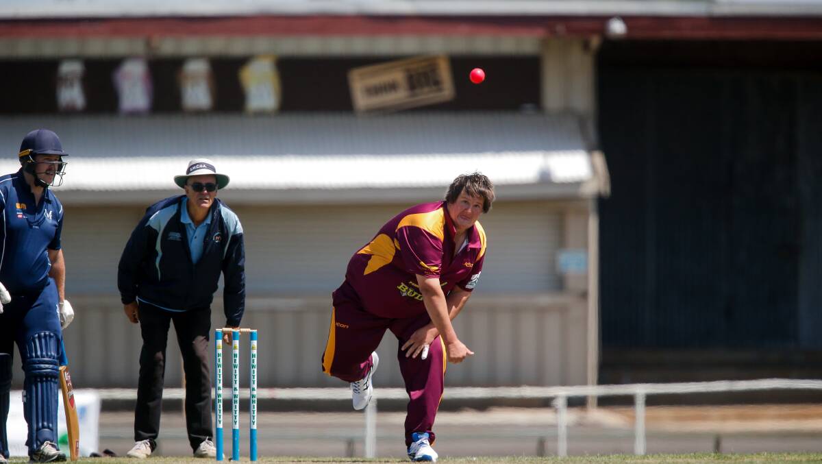 Out: Pomborneit's Tim Place bowls during the South West Cricket Association Twenty20 final between Pomborneit and Mortlake. He won't play in the one-day decider on Saturday. Picture: Anthony Brady