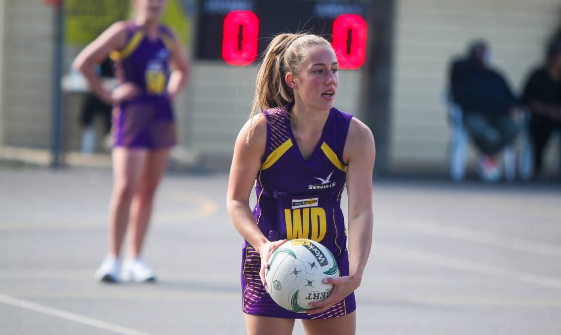 Stepping up: Port Fairy's Tessa Allen in action this season. She and Liv Cautley have been playing centre with Ally Feely out injured. Picture: Morgan Hancock