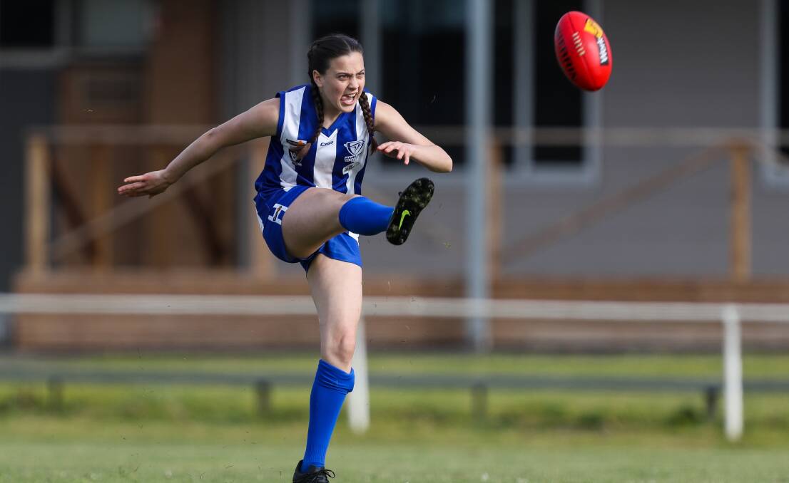 WELL DONE: Hamilton Kangaroos' Jessica Rentsch in action against Terang Mortlake. She won the WVFFL under 18 best and fairest. Picture: Morgan Hancock 