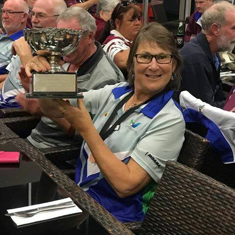 The cup: Cavendish's Alison East was part of the Victorian team which won the Interstate Aggregate Trophy at the Multi-Disability Lawn Bowls National Championships in Mackay.