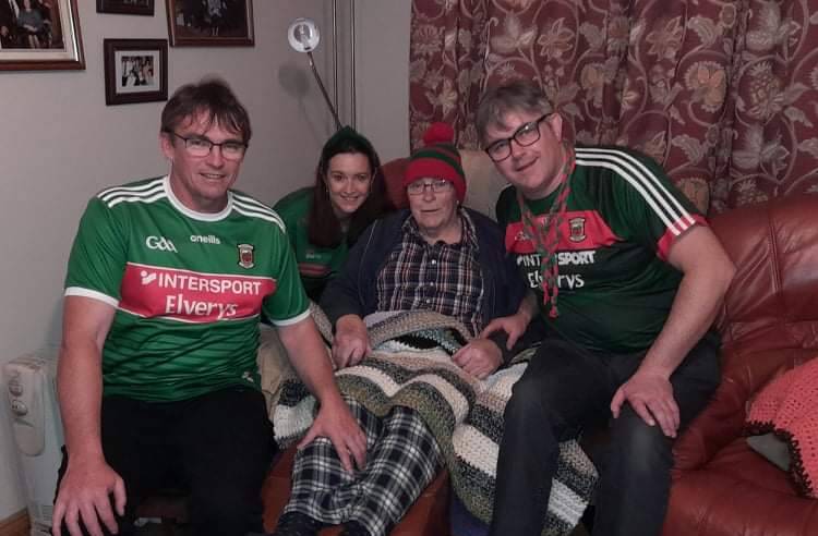 SPECIAL DAY: (l-r) Martin Ruane, Martin's sister Geraldine, Martin senior, and Martin's brother Declan pictured on the day of the 2020 All-Ireland final.