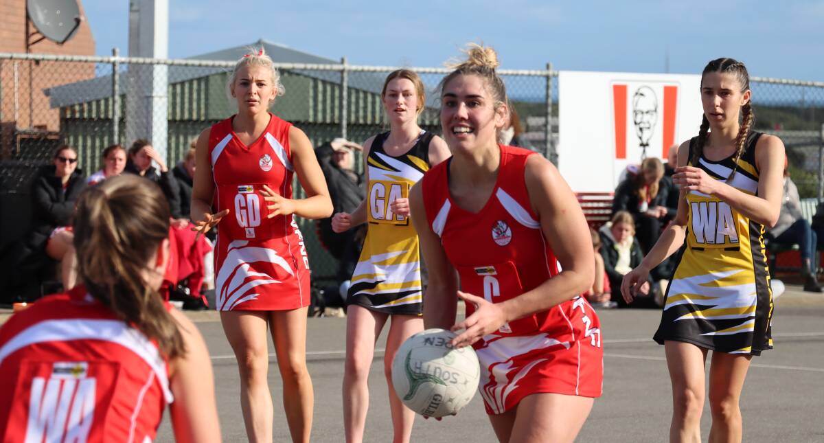 In action: South Warrnambool's Ally O'Connor playing against Portland last month. Picture: Justine McCullagh-Beasy