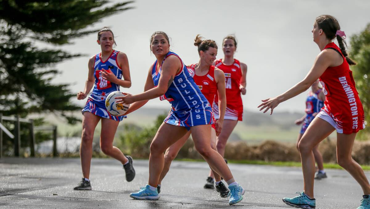 Improving team: Panmure's Abby Sheehan on the attack when the Bulldogs played Dennington this season. Picture: Chris Doheny