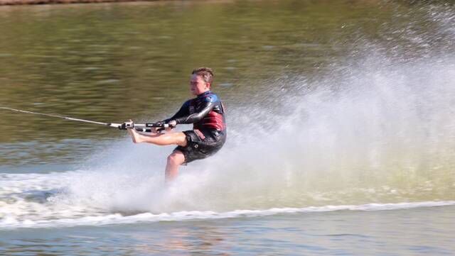 Barefoot: Thomas Roberts, 14, is ready to take on the competition at the barefoot water-ski national championships in Mulwala next week. 
