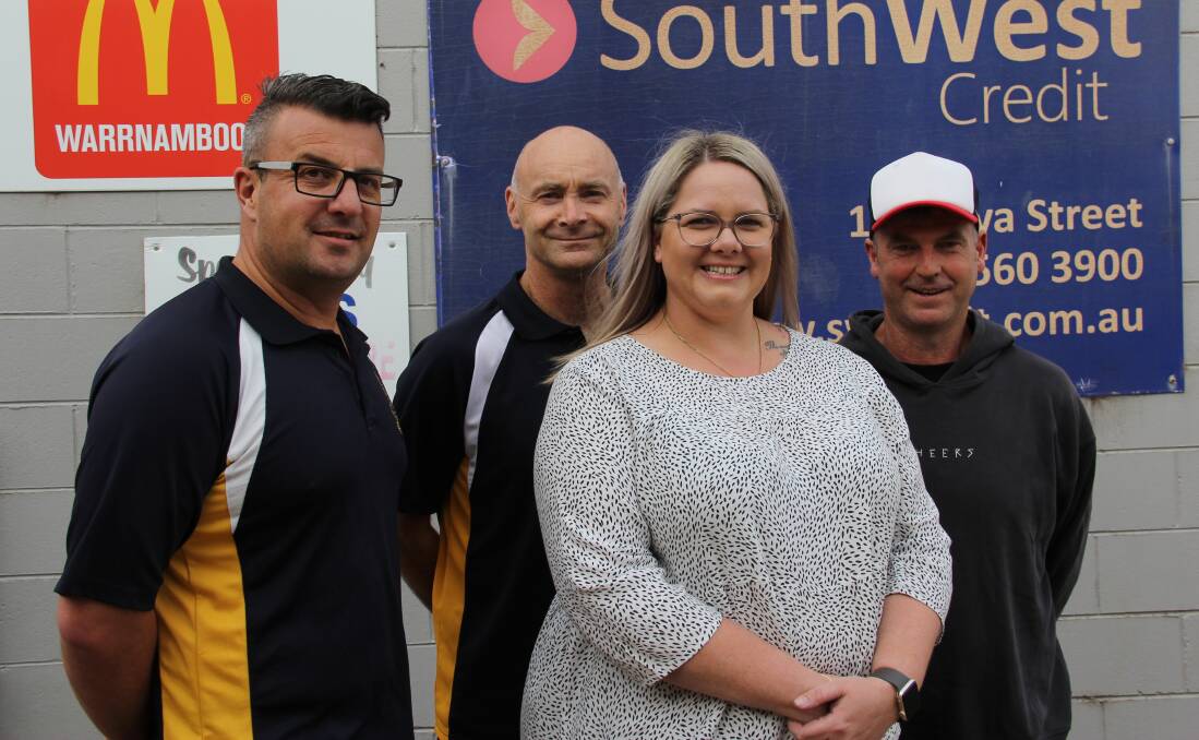 Leaders: (l-r) Track supervisor Gavin Sell, president Steve Walker, director of umpiring Nicole Downie and boundary coach Nathan Hoy. Picture: Brian Allen