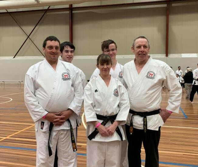 Strong squad: Will Kemp, Tobi Cole, Jill Cole, Justin Glennen and Brian Peach at the National All Styles Karate Championships. 