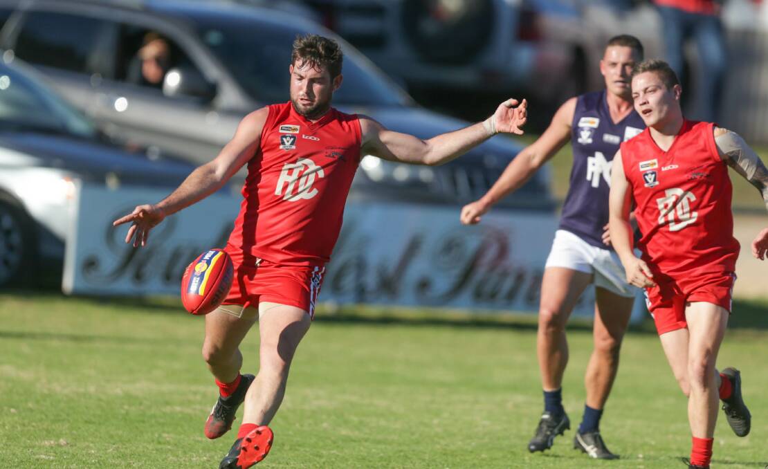 On the boot: Reggie Barling kicked a goal for Dennington on Saturday against Timboon Demons. Picture: Chris Doheny