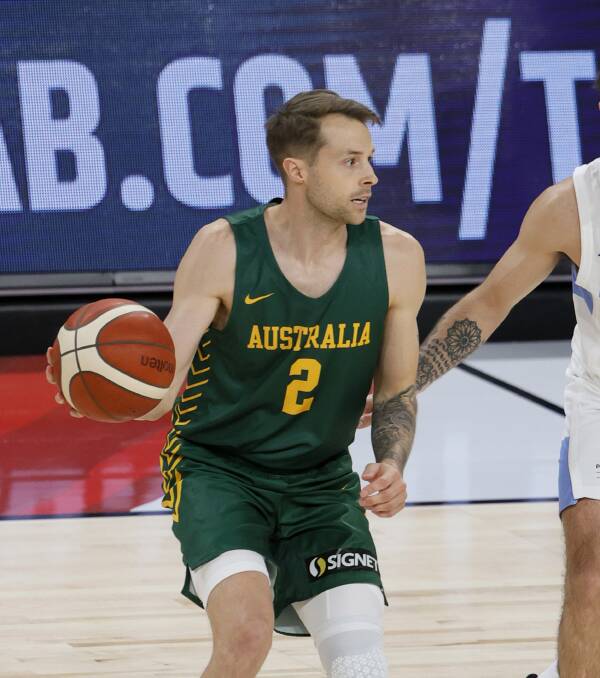 Go Boomers!: Nathan Sobey got on court in the second quarter as the Australian Boomers defeated Italy at the Olympics. Picture: Ethan Miller/Getty Images