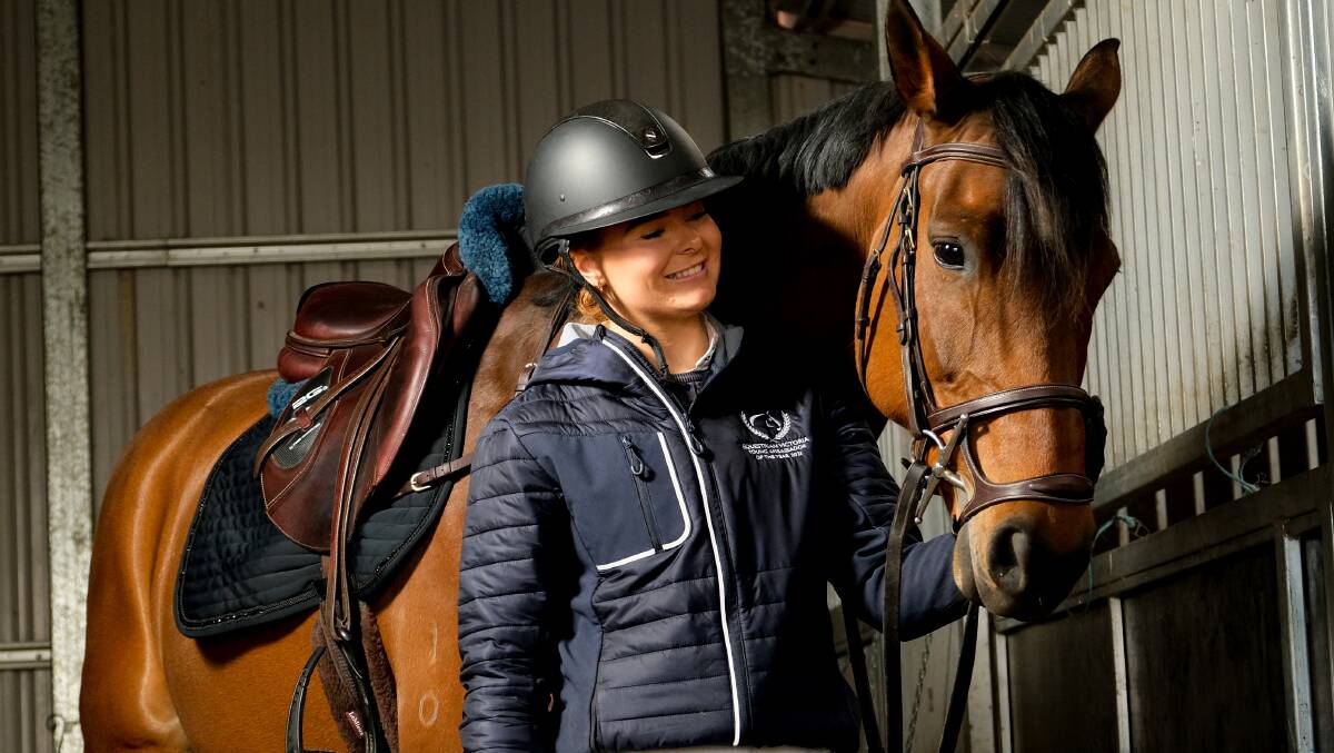 CLOSE BOND: Georgia Hodgetts, 21, and her horse Corinda. She has been nominated for two major Equestrian Victoria awards. Picture: Chris Doheny 