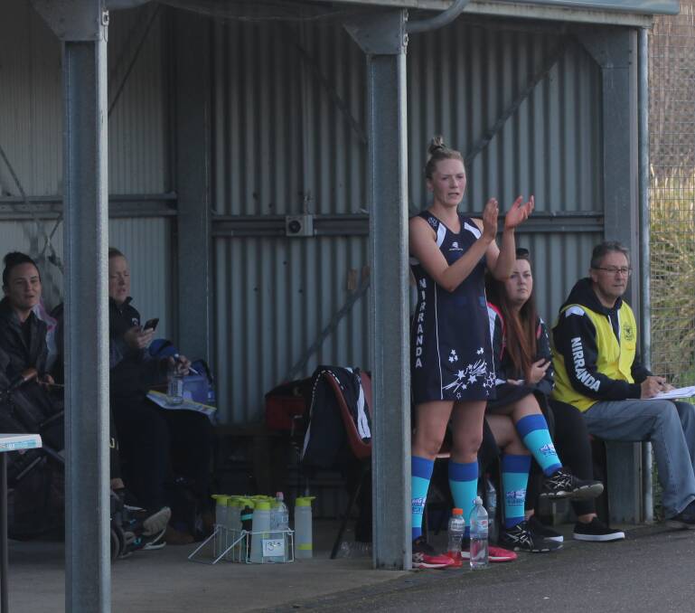 Skipper: Captain Katie Ryan supports her team while having a break in the third quarter against Panmure. Picture: Brian Allen