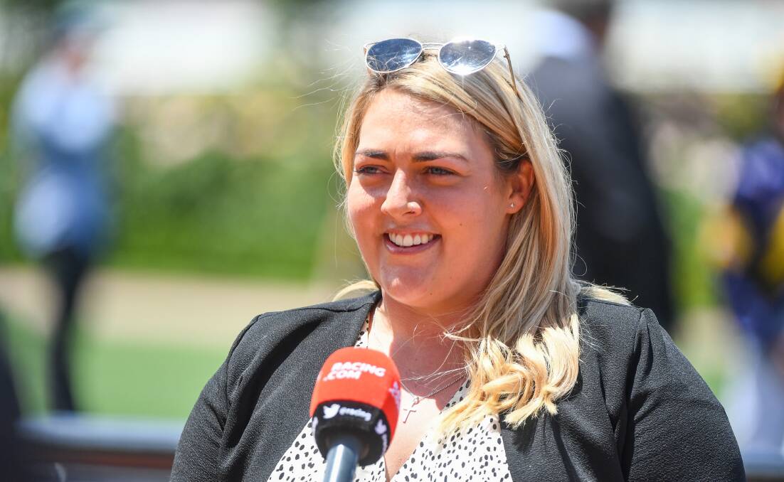 GREAT HONOUR: Maddie Raymond, who trains Wentwood, after winning the Seppelt Salinger Handicap at Flemington Racecourse in December 2020. Picture: Natasha Morello/Racing Photos